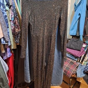 Fashion Nova Black Sequin Jumpsuit